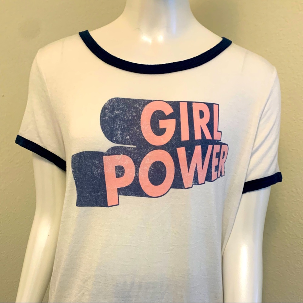 Cool white pink Girl Power T shirt